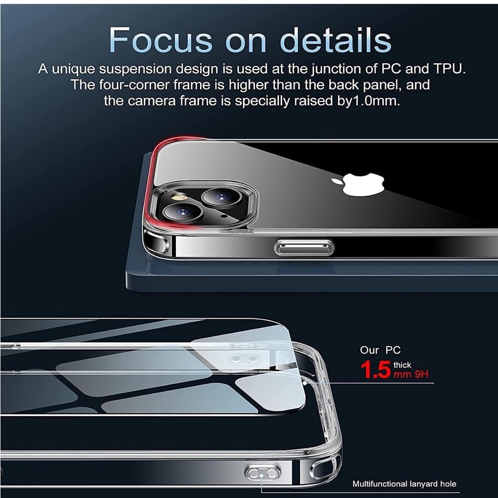 AEDILYS Shockproof for iPhone 13 Case, Non-Yellowing, Military Grade, Slim Clear - Picture 4 of 8